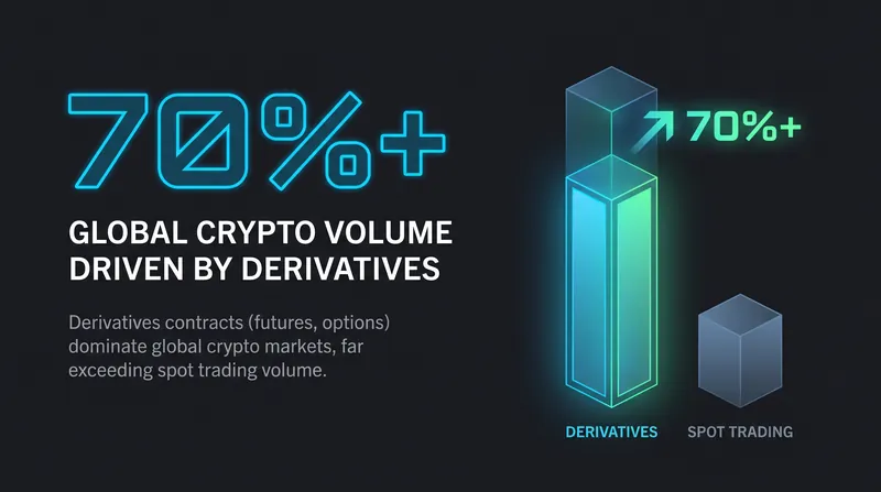 Derivatives account for the vast majority of global crypto trading volume.
