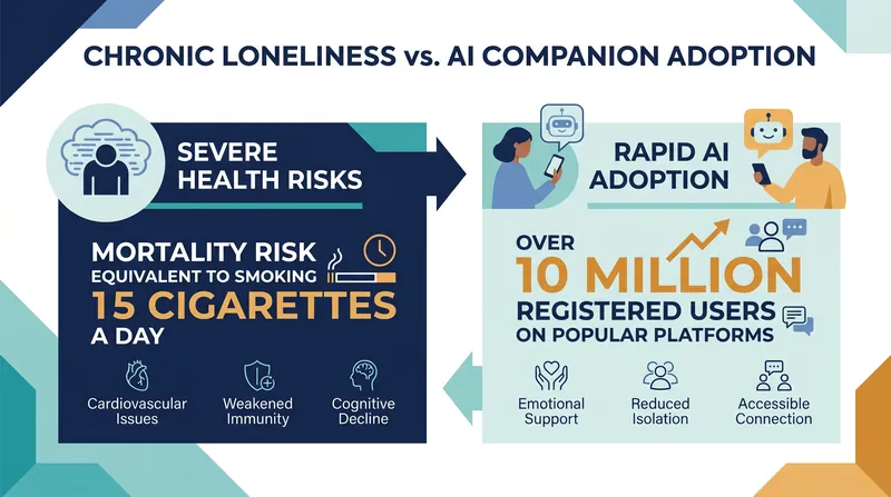 The rise of AI companions coincides with a growing global loneliness epidemic.