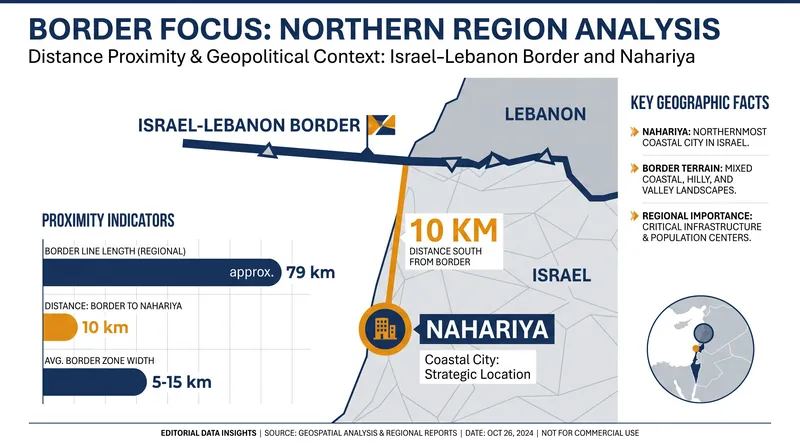 Nahariya is situated approximately 10 kilometers (6 miles) south of the Lebanese border.