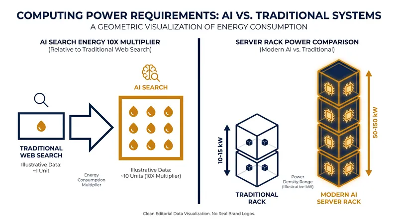 AI workloads require significantly more power at the server rack level compared to traditional computing.