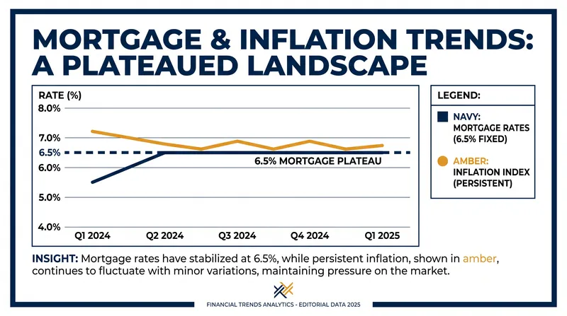 Mortgage rates have stabilized above 6.5 percent as inflation remains a persistent anchor.