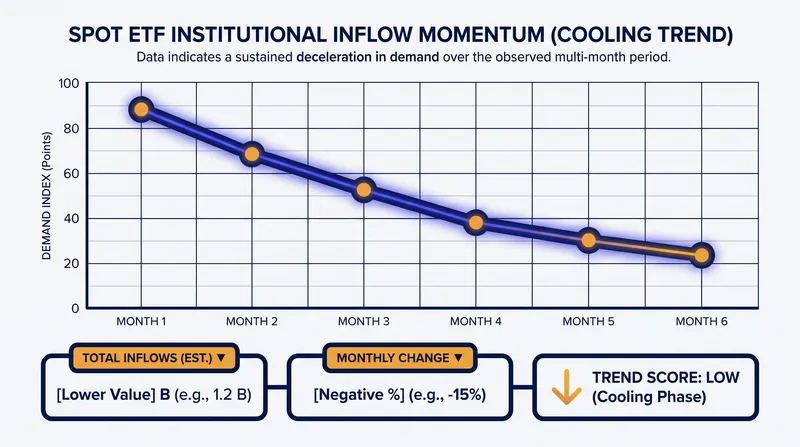 Spot ETF inflows have seen a noticeable cooling period, contributing to the broader market cooldown.