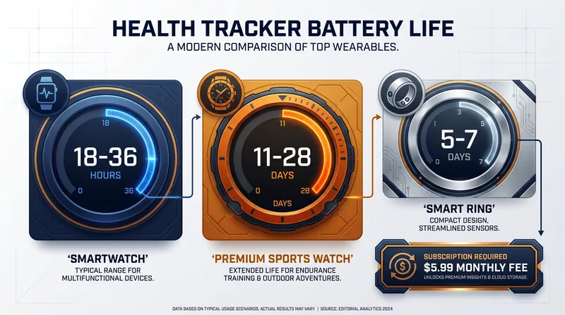 Battery life varies wildly between form factors, from daily charging to nearly a month of endurance.