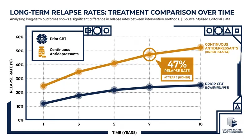 Patients who complete a course of CBT demonstrate significantly lower relapse rates than those who discontinue medication.