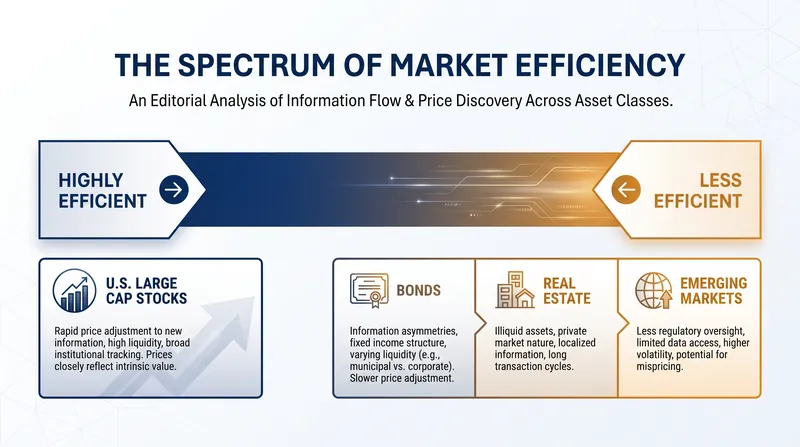 Active management tends to find more success in less efficient markets where information is harder to come by.