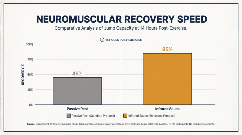 Research indicates that post-exercise infrared sauna use significantly improves the recovery of neuromuscular performance compared to passive rest.