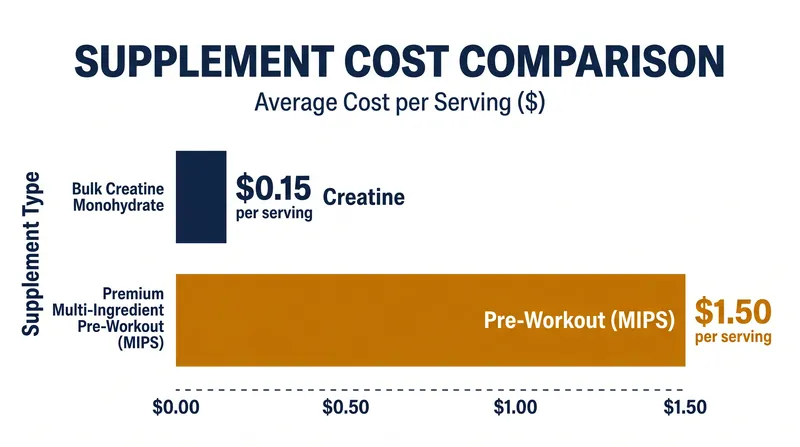 Creatine remains one of the most cost-effective ergogenic aids available, costing a fraction of premium pre-workout blends.