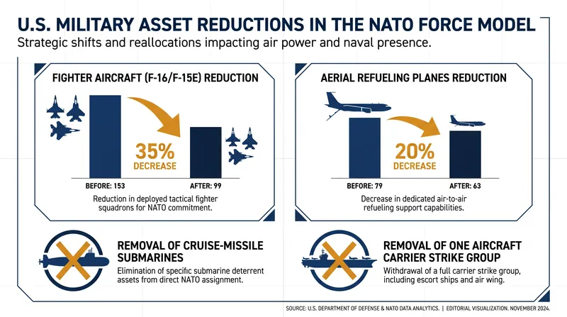 Leaked figures reveal significant U.S. reductions to the NATO Force Model's rapid response pool.