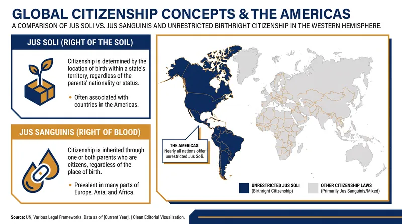 The United States is one of a few dozen countries, mostly in the Americas, that guarantee unconditional birthright citizenship.