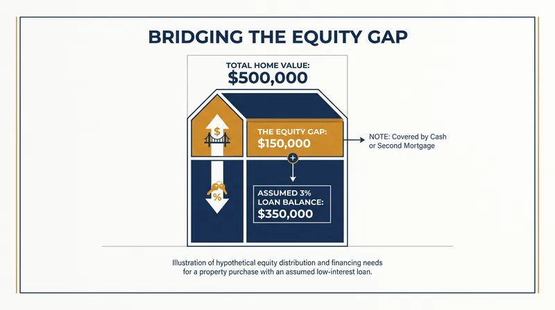 Buyers must cover the difference between the home's purchase price and the remaining loan balance.