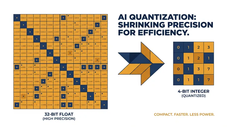 Quantization compresses the mathematical precision of an AI model, drastically reducing its memory footprint.