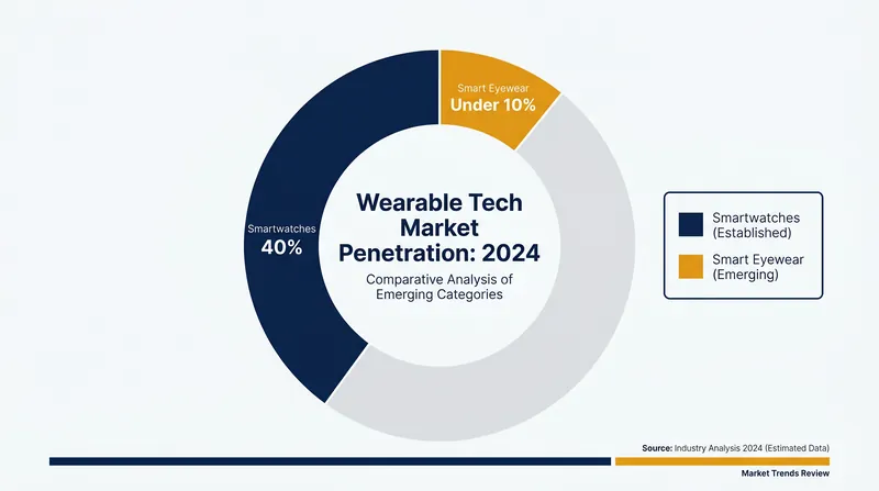 Despite rapid growth, smart eyewear still trails behind smartwatches in overall market penetration.