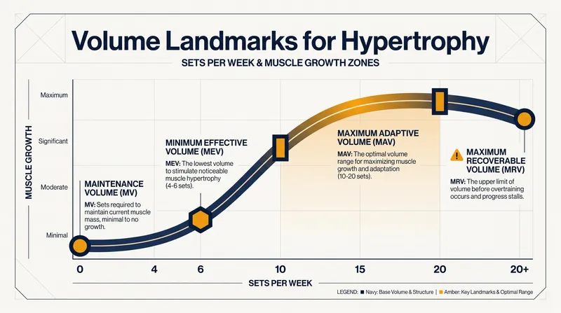 While 10-20 sets maximize growth, just 4-6 sets per week is enough to trigger measurable hypertrophy.