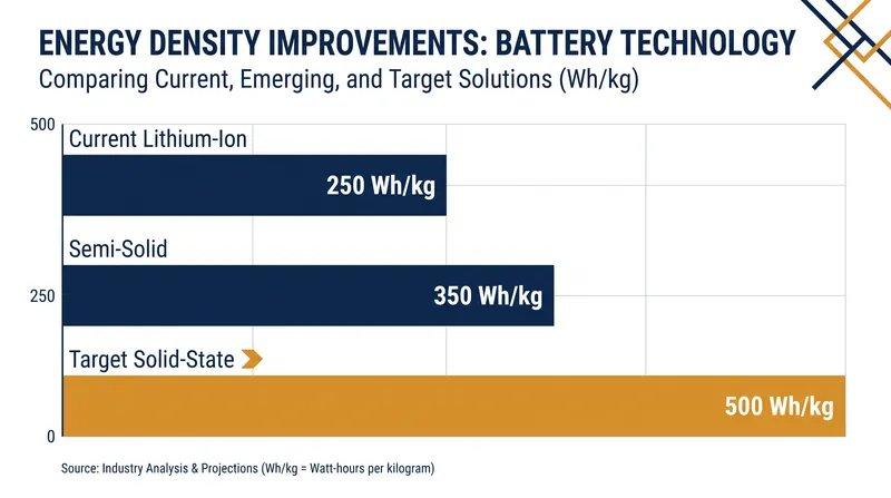 Solid-state technology allows for the use of lithium metal anodes, potentially doubling the energy density of current EV batteries.