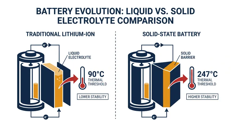 Replacing flammable liquid electrolytes with solid materials drastically raises the temperature at which a battery can safely operate.