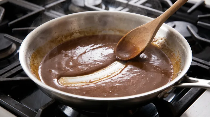 Pan sauces rely on emulsifying fat into a water-based reduction to achieve a glossy finish.