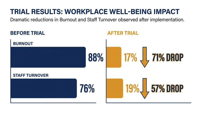 Data from the UK pilot showed massive reductions in employee burnout and staff turnover.