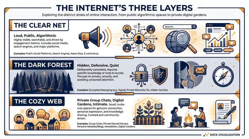 How internet users are stratifying their online presence to protect their privacy and attention.