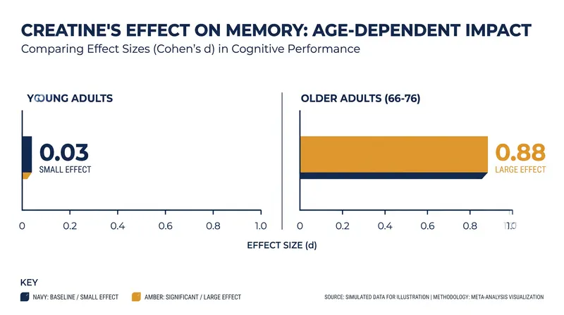 Older adults experience significantly larger cognitive benefits from creatine supplementation than younger populations.