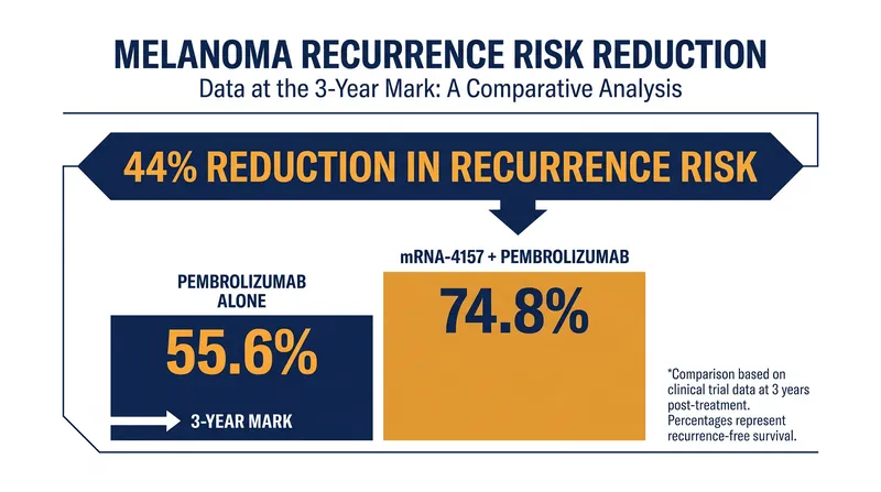 Three-year clinical data shows a significant survival advantage when personalized mRNA vaccines are combined with standard immunotherapy.