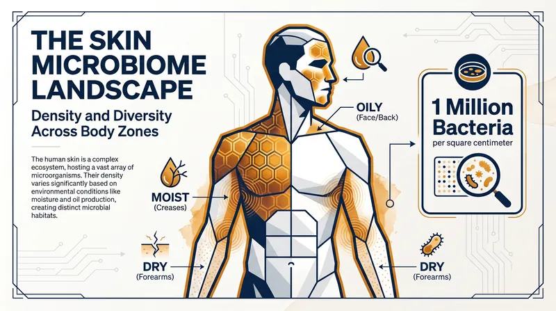 Microbial diversity varies drastically depending on the specific climate of the body part.