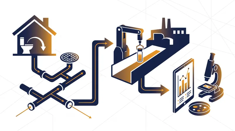 Wastewater surveillance captures biological data from entire communities in a single 24-hour composite sample.