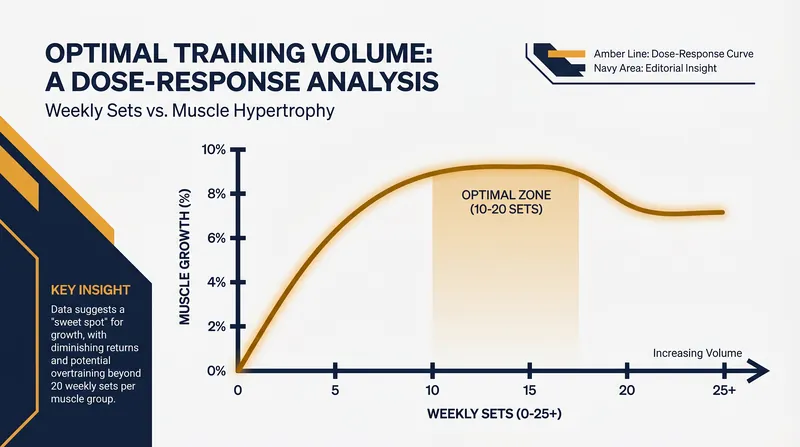 The diminishing returns of training volume: 10 to 20 sets per week provides the optimal growth stimulus.