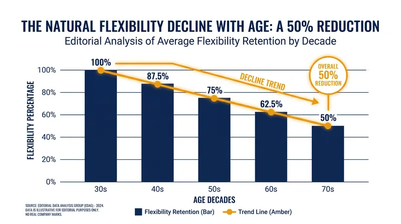 Without targeted intervention, natural joint flexibility and mobility decline rapidly after age 30, increasing the risk of falls.
