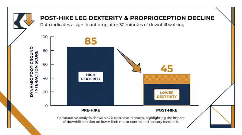 Prolonged eccentric braking forces scramble the nervous system's ability to sense foot placement, increasing the risk of falls.