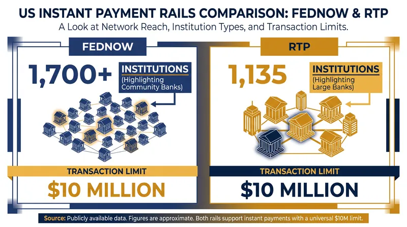 While RTP handles higher daily transaction volume, FedNow has rapidly captured the long tail of community banks and credit unions.