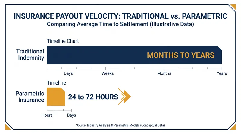 Parametric models provide capital in days, whereas traditional indemnity claims can take months to resolve.