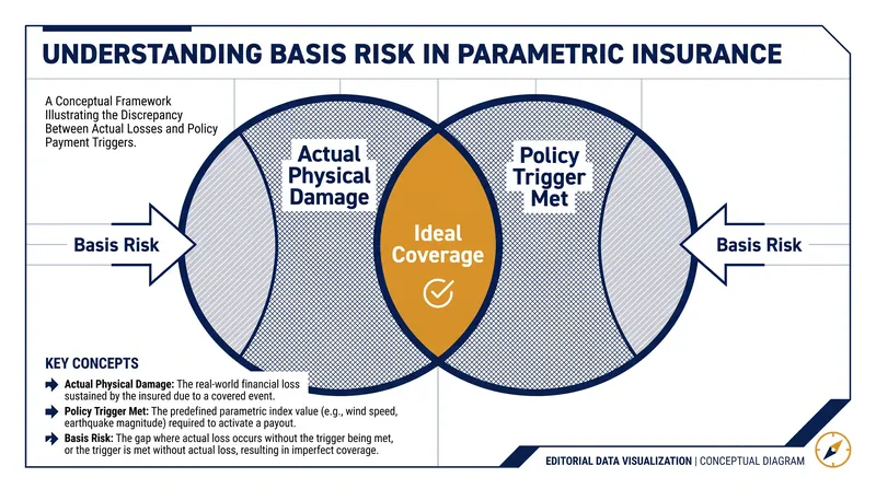 Basis risk occurs when the policy's mathematical trigger does not perfectly align with the actual physical damage sustained.