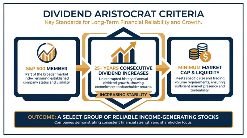 The strict criteria required to earn the title of Dividend Aristocrat.