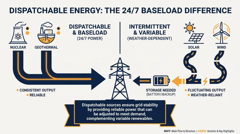 Dispatchable energy sources provide the reliable baseload power required by modern industry.