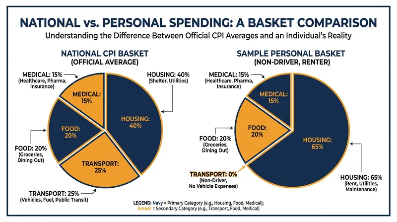 Because no one spends exactly like the national average, the official CPI basket rarely matches individual reality.