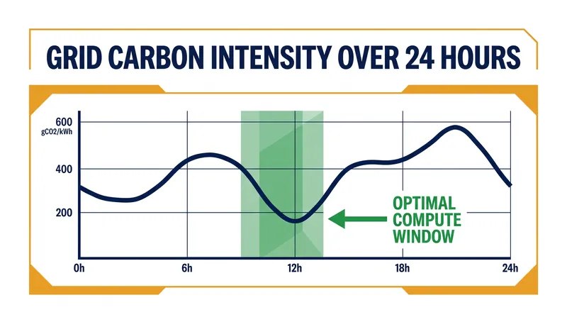 Temporal shifting delays flexible workloads until grid carbon intensity drops to its lowest point.