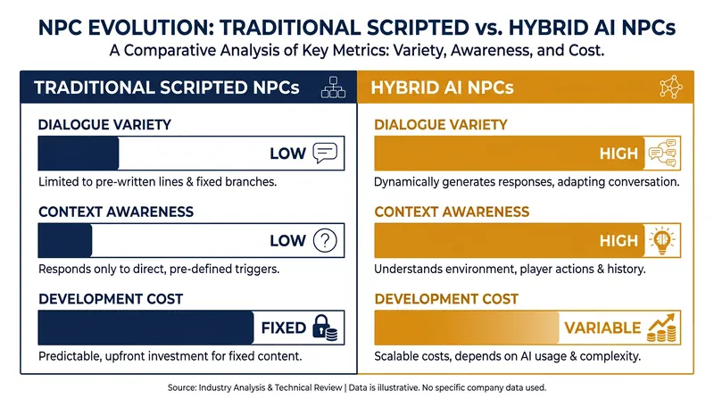 The hybrid AI approach balances the infinite variety of language models with the strict rules of game design.