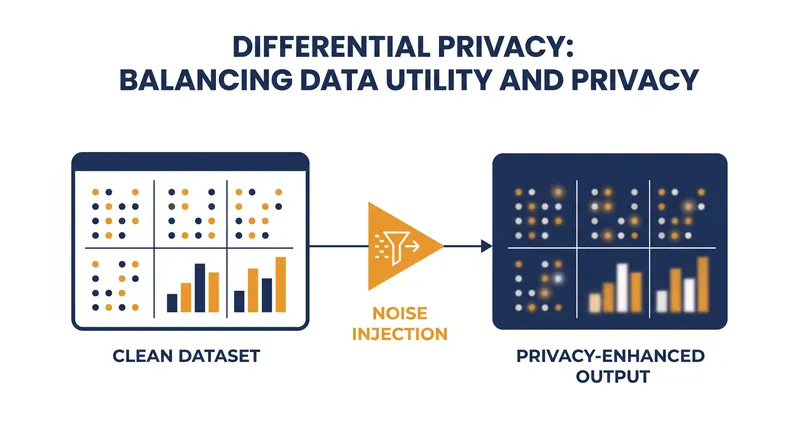 Differential privacy injects calibrated statistical noise into datasets, masking individual identities while preserving macro trends.