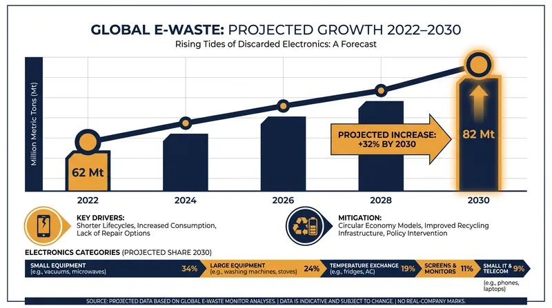 Global electronic waste is projected to reach 82 million metric tons annually by 2030, driving the legislative push for repairability.