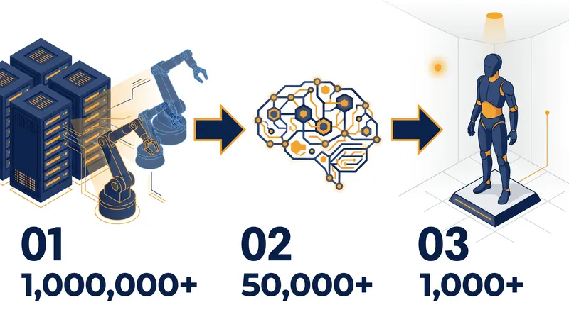Reinforcement learning allows robots to experience millions of trial-and-error cycles in simulation before transferring that knowledge to the real world.