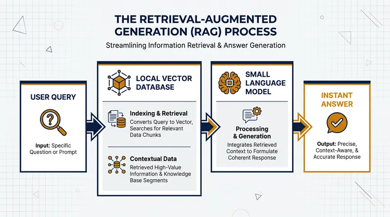 Retrieval-Augmented Generation (RAG) allows small models to answer complex questions accurately by reading local databases.