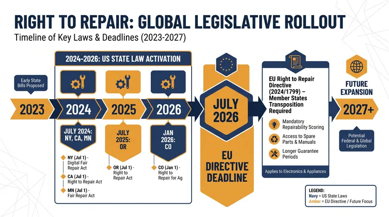 A wave of state and international legislation has forced manufacturers to open up their repair ecosystems.