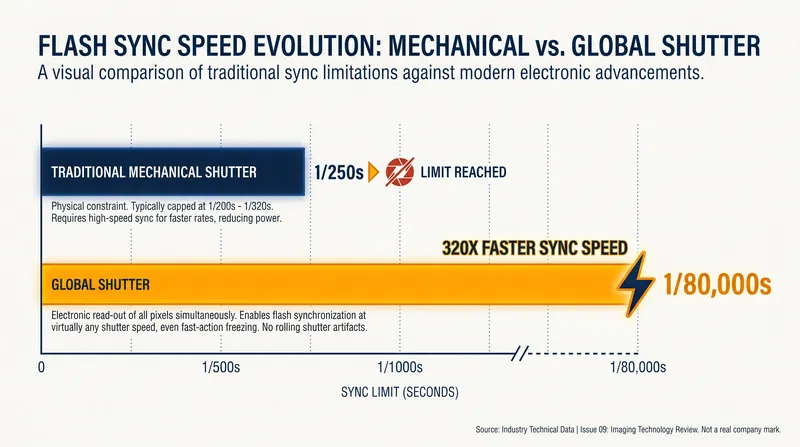 Global shutters allow for flash synchronization at unprecedented shutter speeds.