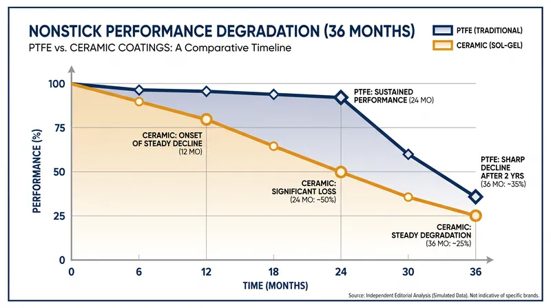 Test kitchen data indicates that PTFE coatings generally maintain their nonstick properties longer than ceramic.