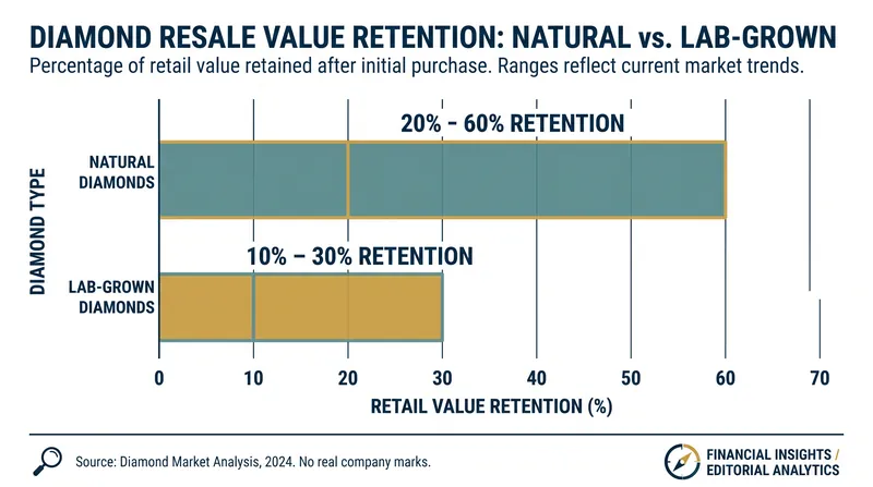 While neither option is a true financial investment, natural diamonds retain a significantly higher percentage of their original retail price on the secondary market.