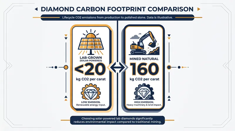When powered by renewable energy, lab-grown diamonds offer a dramatically lower carbon footprint than traditional mining operations.