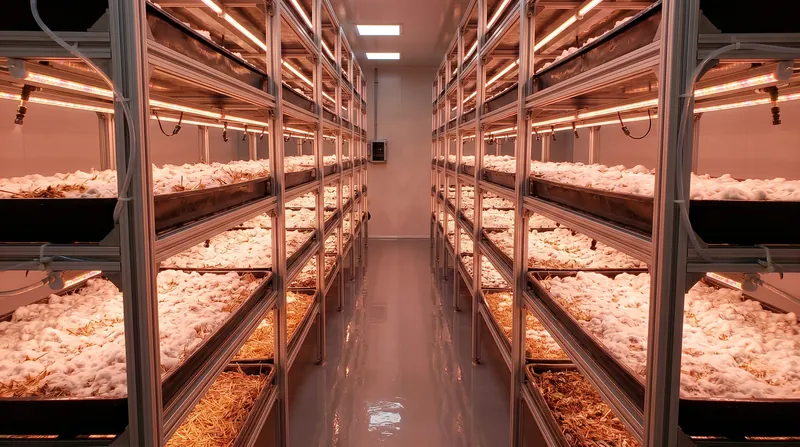 Unlike traditional leather, mycelium is grown in climate-controlled vertical farms over a period of two to three weeks.