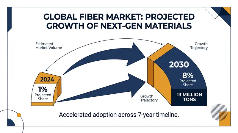 Next-generation materials are projected to capture 8% of the global fiber market by the end of the decade.