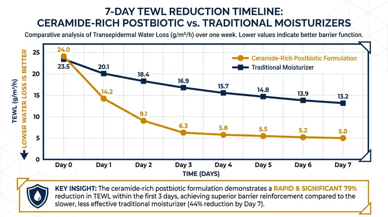 Clinical studies show ceramide-rich formulas can restore barrier function in just seven days.