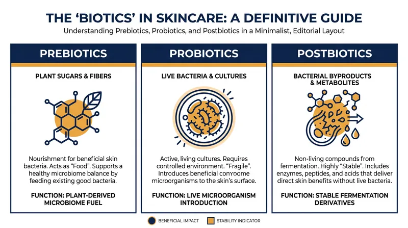 Understanding the difference between prebiotics, probiotics, and postbiotics in formulation.